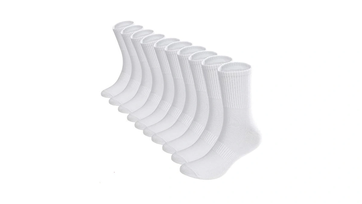 Nvlikna 10 Pairs Of White Mid Calf Cotton Socks For