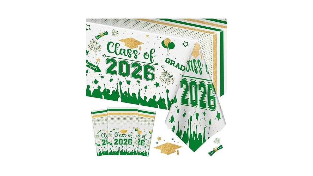 Graduation Decorations Class Of 2026 Tablecloth - 3 Pcs Plastic