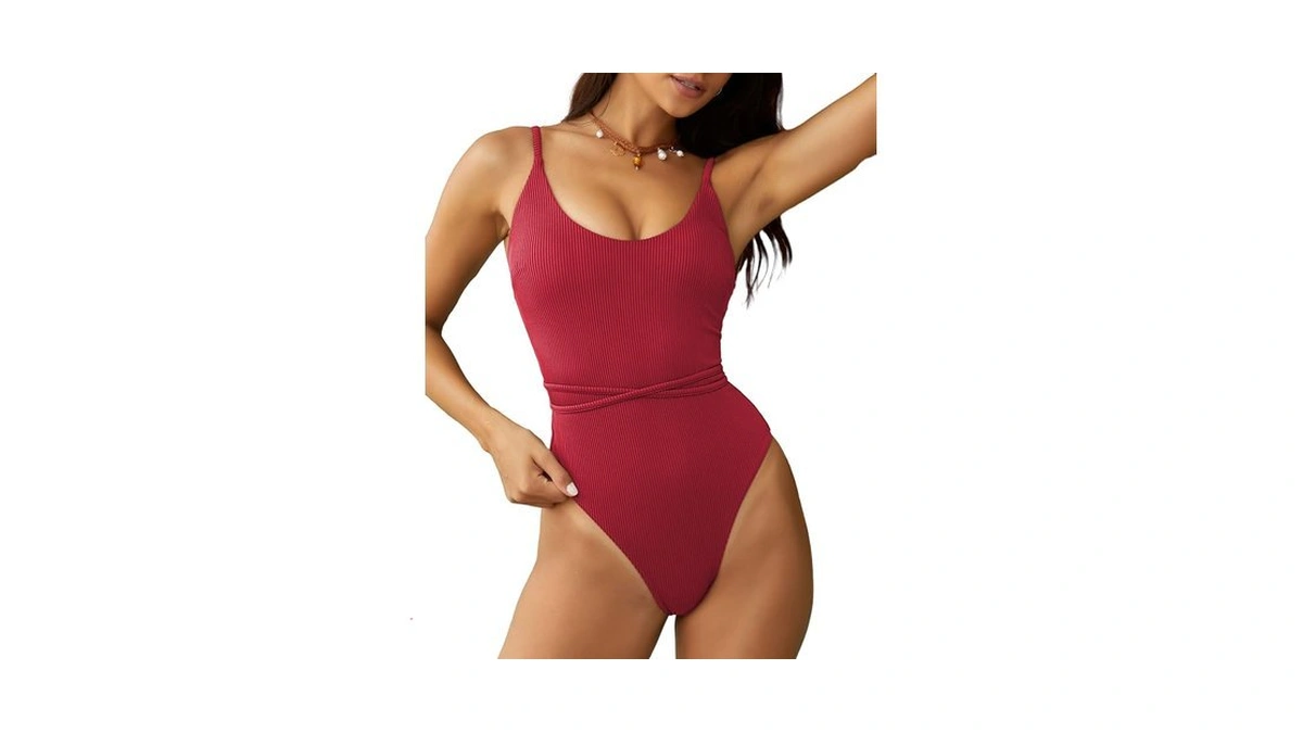Zaful One Piece Swimsuit For Women Back Lace Up Swimwear