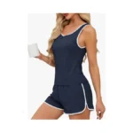 Yya Summer Pajamas For Women Set Ribbed Pajama Short Set