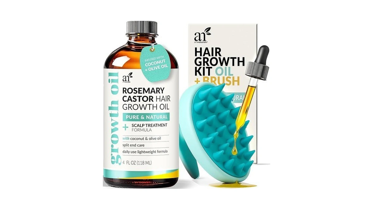 Artnaturals Organic Rosemary Castor Hair Oil + Massager Hair Growth