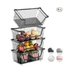 Gaokase 4 Pcs Stackable Wire Baskets For Pantry Organizers And