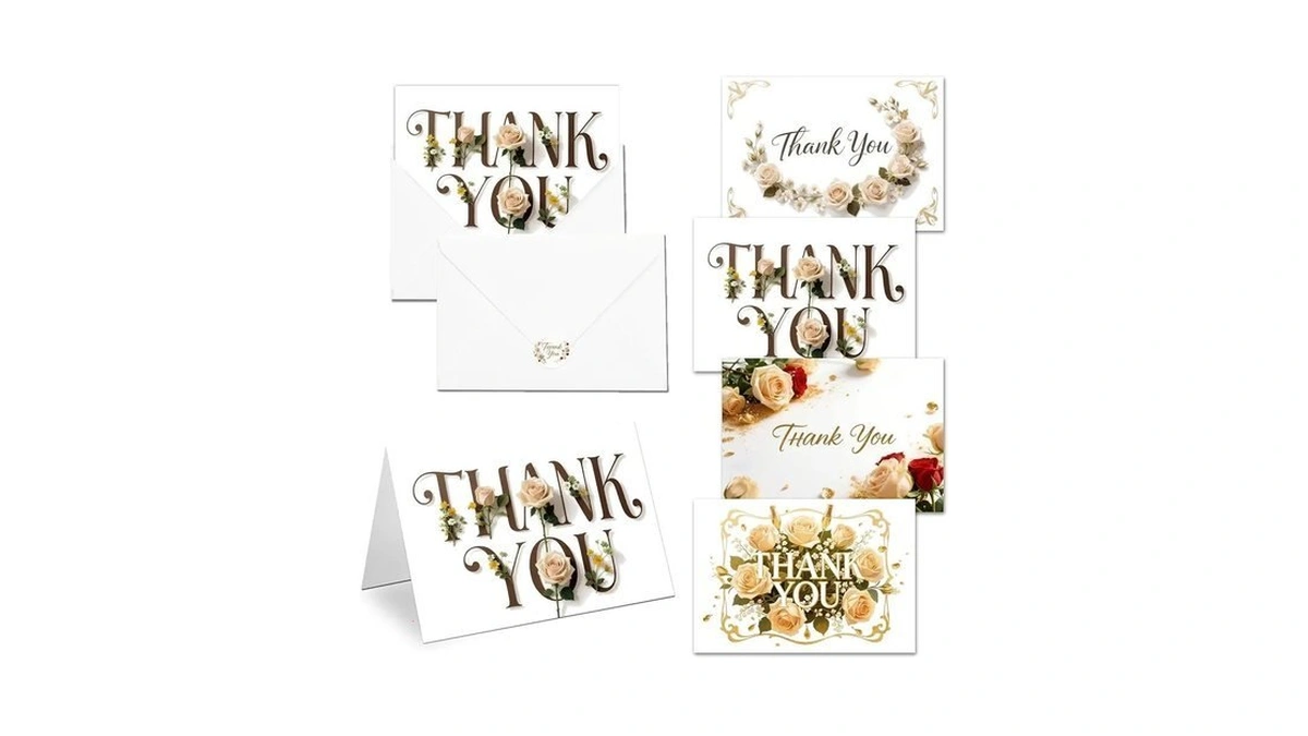 Xishiuyis Thank You Cards With Envelopes- 48 Pack 4 Rose