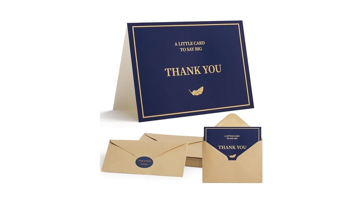 Gamsunstar Thank You Cards With Envelopes And Stickers | Gold