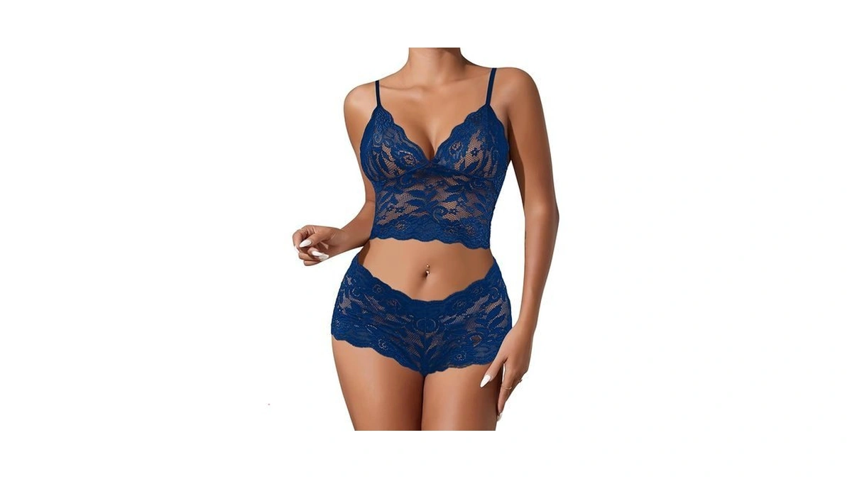 Foxiny Sexy High Waist Floral Lace Mesh Sheer Pajamas Lingerie