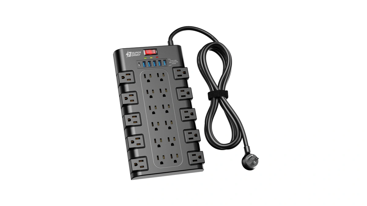 Power Strip, Superdanny Surge Protector With 22 Ac Outlets And