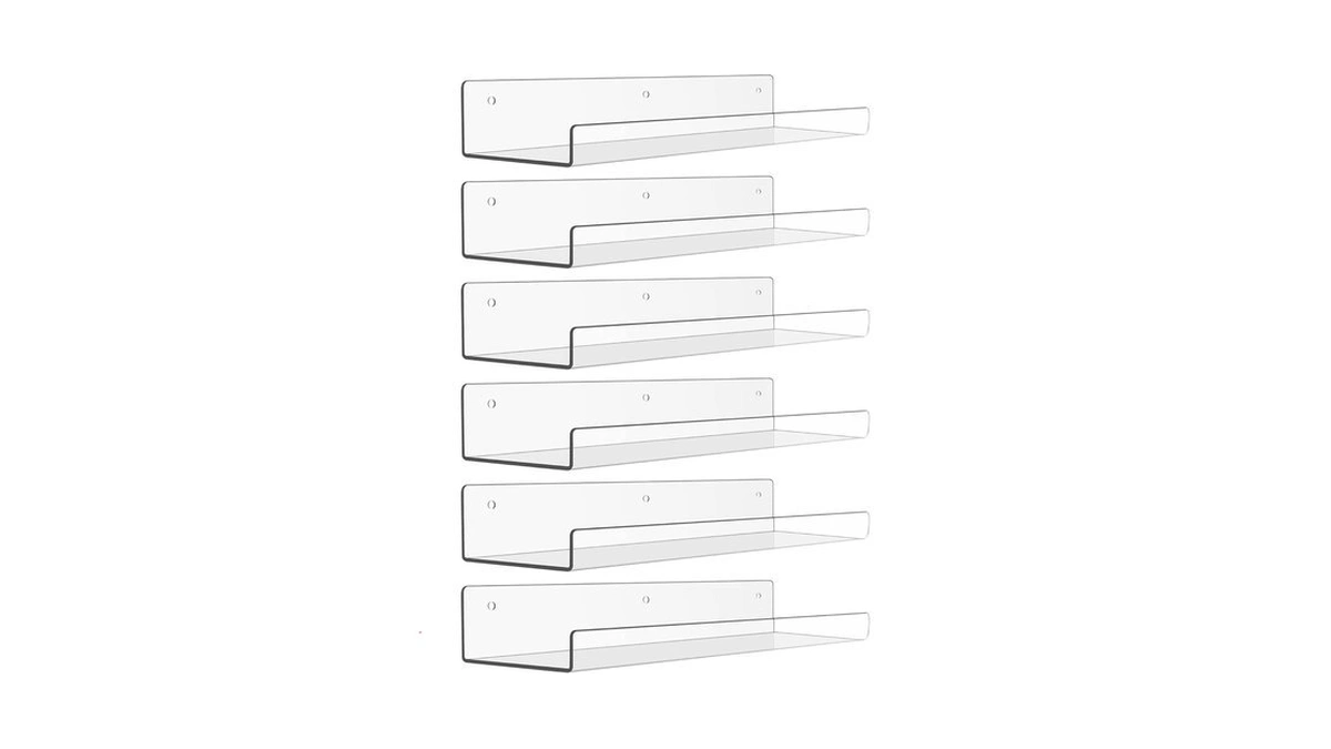 Upsimples 6 Pack Acrylic Shelves For Wall Storage, 15" X