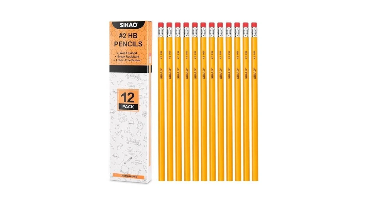 Sikao Pencils, 12pack Number #2 Hb Wood Pencils With Erasers
