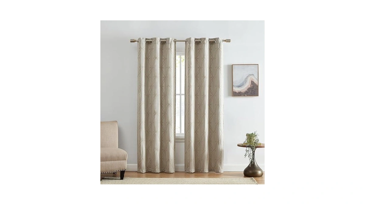 Elrene Home Fashions Palmetto Lattice Embroidered Thermal Blackout Window Curtain
