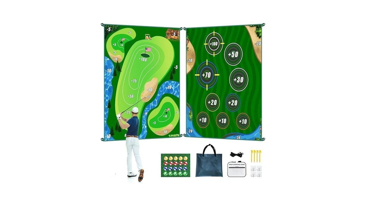 Totosin Golf Chipping Game Mat, Double Sided Golf Hitting Mat,6x5