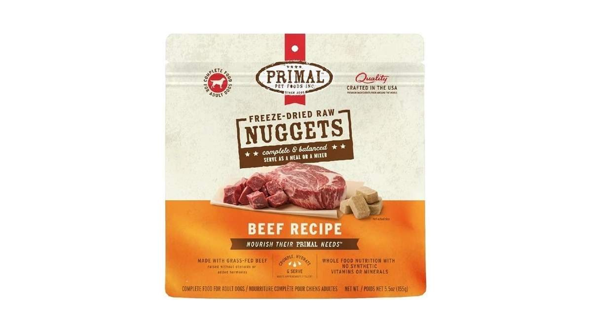 Primal Freeze Dried Raw Dog Food Nuggets, Beef, Complete &