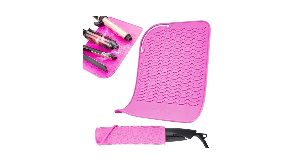 Heysam Flat Iron Hair Straightener Silicone Heat Resistant Mat Pad