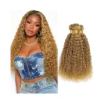 Honey Blonde Jerry Curly Bundles Color #27 Brazilian Hair 8