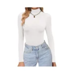 Ekouaer Women's Turtleneck Shirts White Xl
