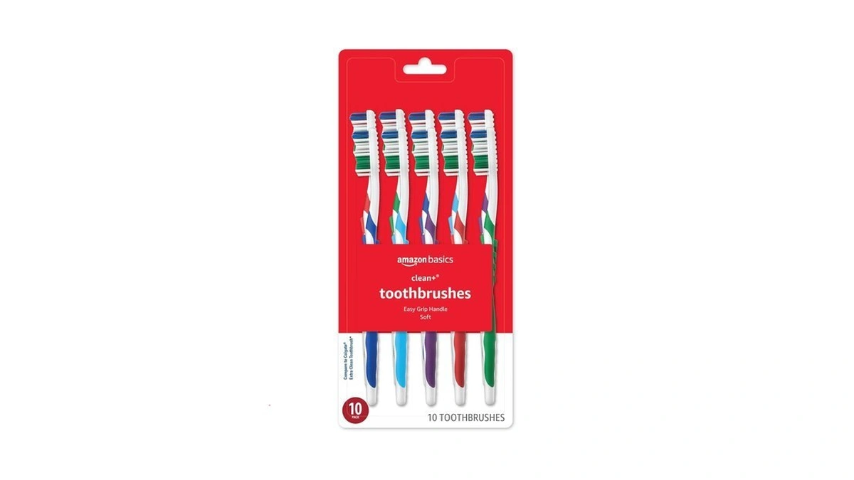 Amazon Basics Clean Plus Soft Bristle Toothbrushes With Angled End-tuft,