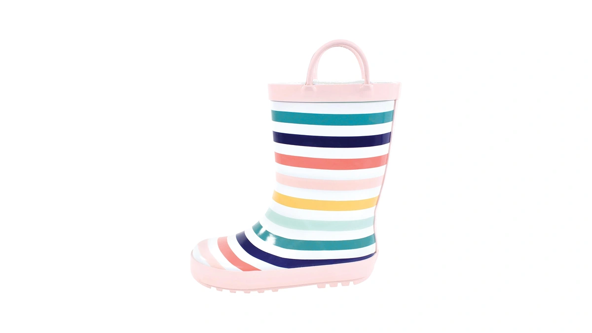 Hudson Baby Infant Girl Rain Boots, Sunset Stripe, 5 Toddler