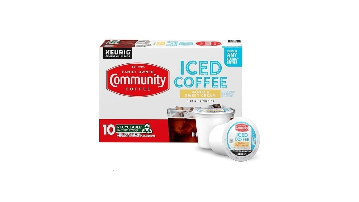 Community Coffee Vanilla Sweet Cream, 10 Keurig Iced Coffee Pods,