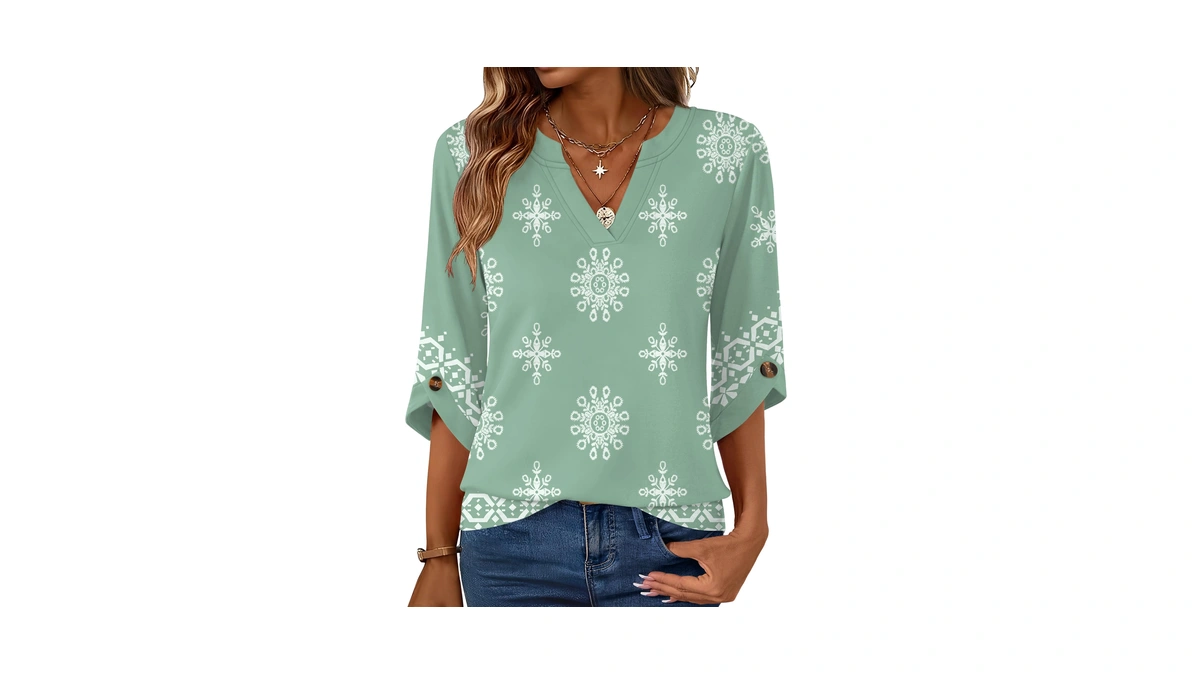 Kistore Bohemian Tops For Women 3/4 Sleeve Going Out Blouses