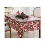 Newbridge Red Sleigh Bells Ring Vinyl Christmas Tablecloth With Flannel