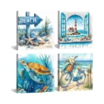 Gemozaic 4 Pack Beach Framed Paint By Numbers Kit For