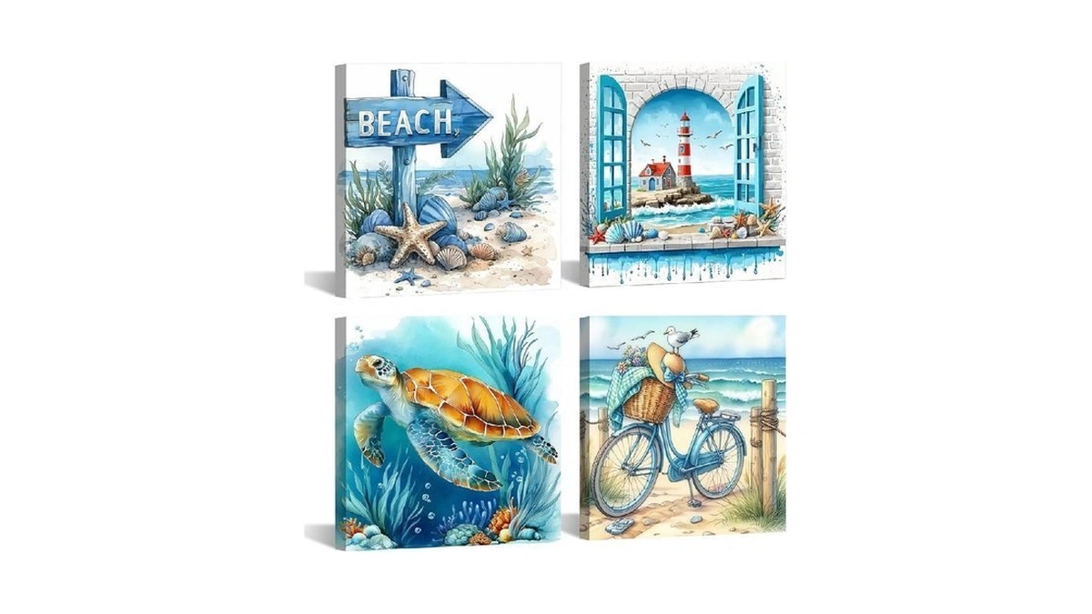 Gemozaic 4 Pack Beach Framed Paint By Numbers Kit For