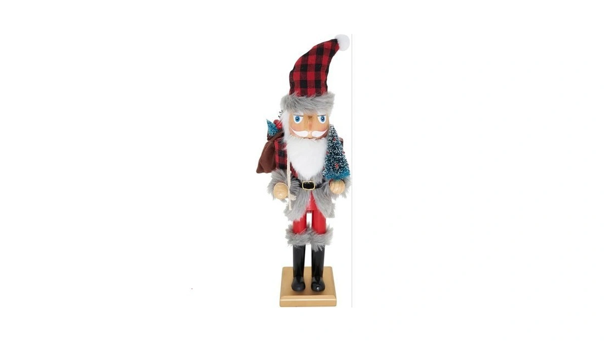 Saro Lifestyle Traditional Santa Nutcracker Figurine Christmas Decor, 15", Red