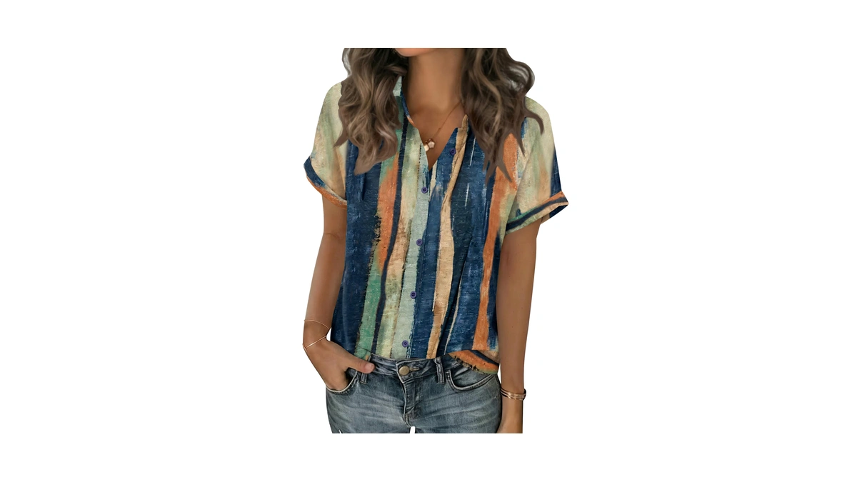 Zeagoo Shirts For Women Short Sleeve Summer Tops Trendy Button