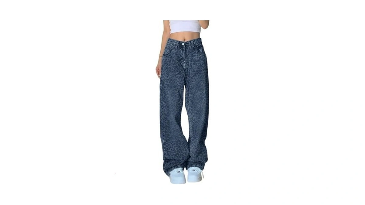 Emmiol Baggy Jeans For Women Mid-high Waist Streetwear Stretchy Jeans
