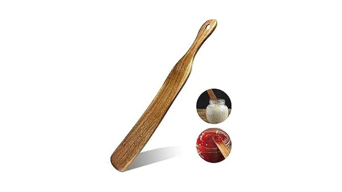 Skinny Spurtle, Sourdough Shovel Spurtle Spatula11 Inch, Natural Acacia Wood