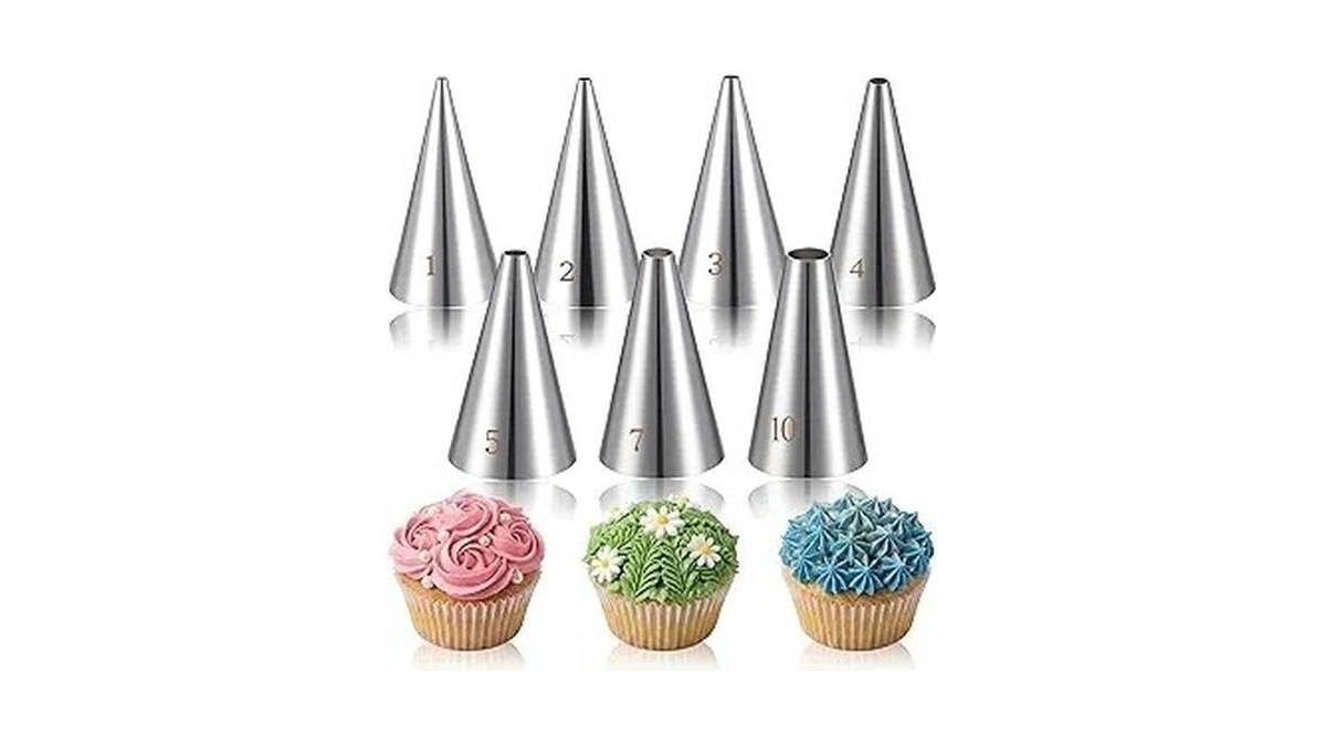 Lxuejie 7 Pcs Round Hole Piping Tips Set, Stainless Steel