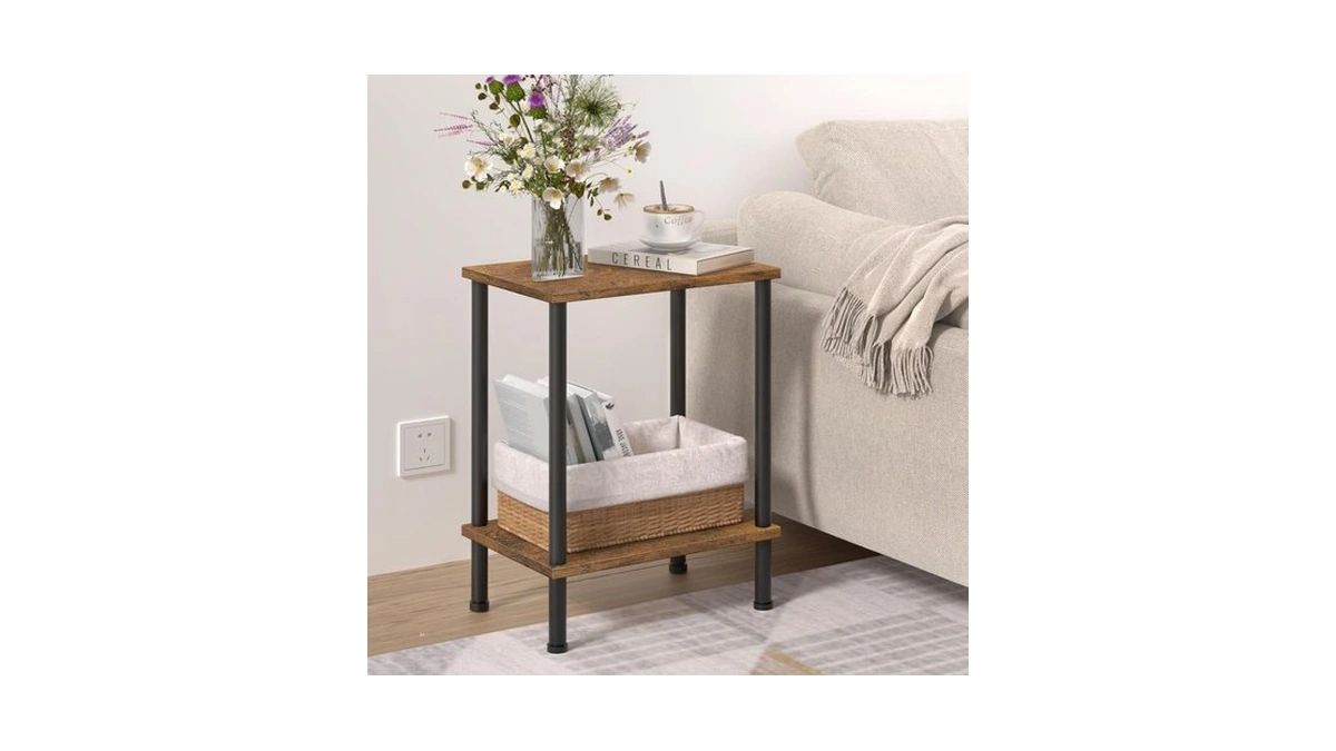 Yufam End Table,small Side Table,2-tier Nightstand With Storage Shelf,sofa Bedside