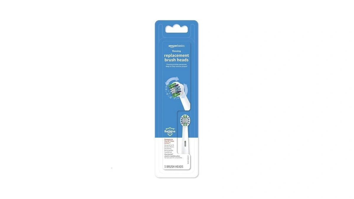 Amazon Basics Braun Electric Toothbrush Replacement Brush Heads, Floss-like Bristles