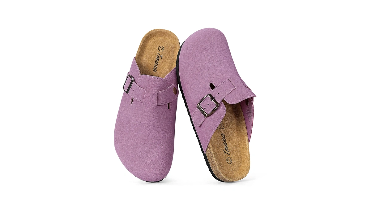Tmaza Boston Clogs For Women Genuine Suede Clogs Fall Mules
