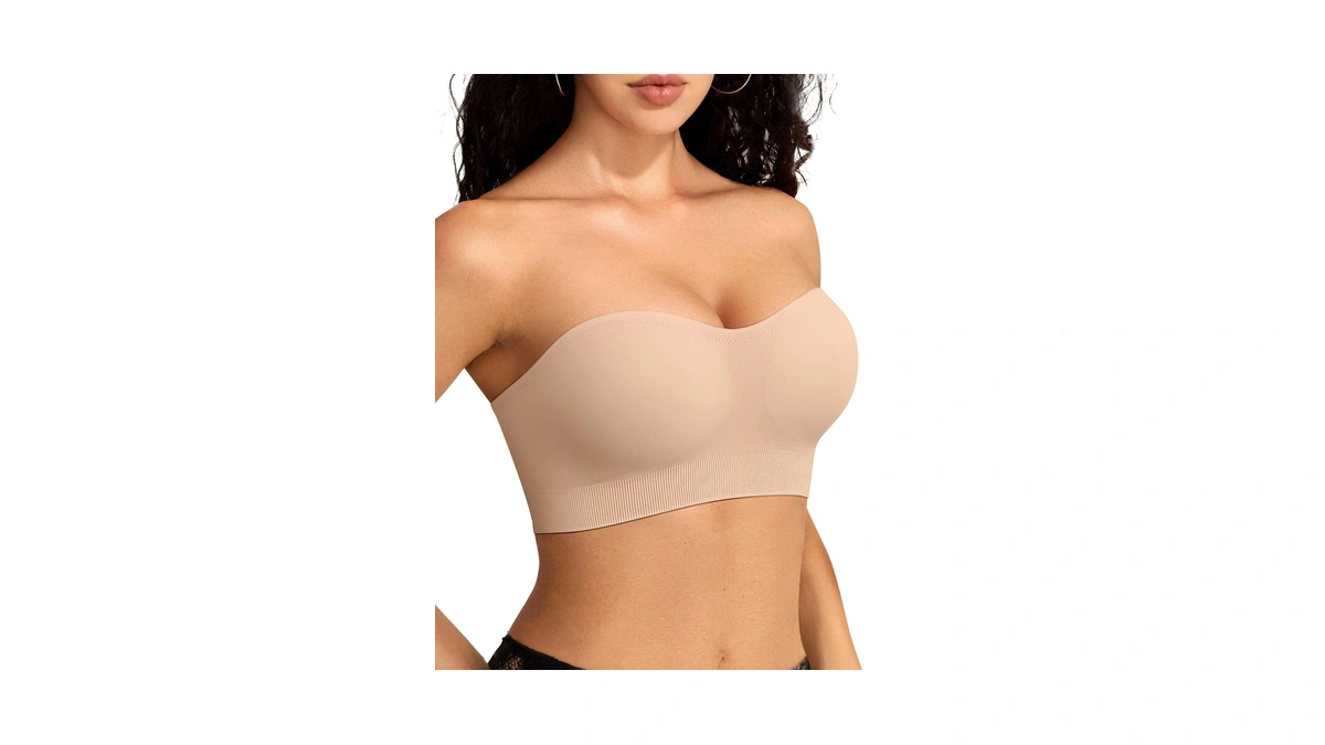 Vertvie Strapless Bras For Women Non-slip Push Up Wireless Bandeau