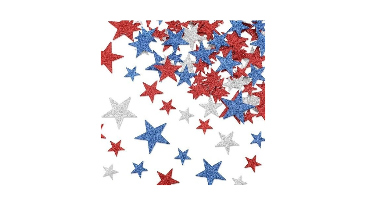 Wsicse 480 Pcs Patriotic Foam Star Stickers, 4 Sizes Self-adhesive