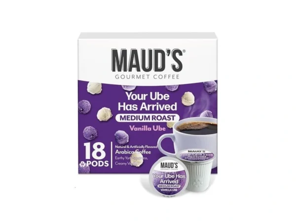 Maud's Vanilla Ube Flavored Coffee Pods, 18 Ct, Medium Roast