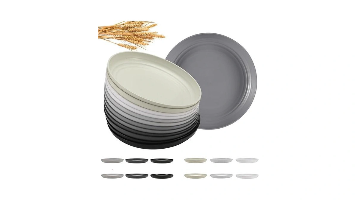 Heycome 12 Pcs Unbreakable Deep Dessert Plates Set, 8 Inch