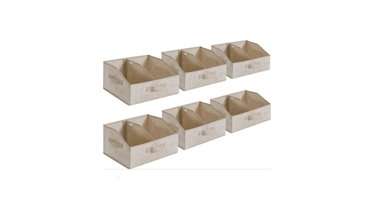 Songmics Set Of 6 Storage Baskets, Foldable Storage Bins, Fabric