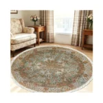 Lacomfy Round Rug 5ft Boho Floral Farmhouse Bedroom Carpet, Circle