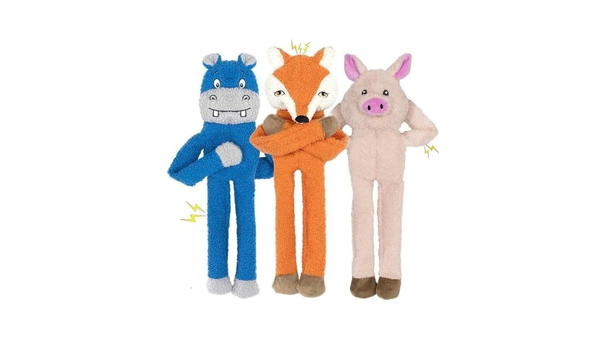 Cneeeeeb 3 Pack No Stuffing Dog Toys Crinkle Squeaky Interactive