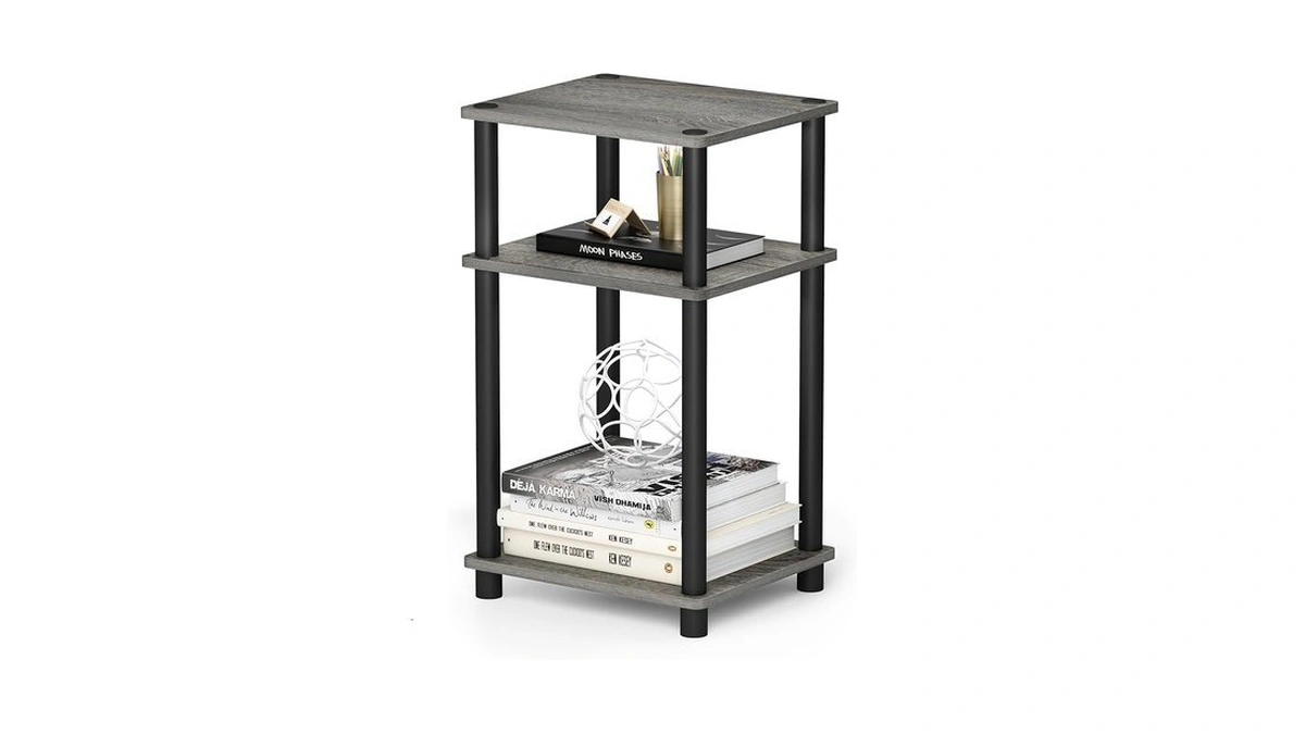 Furinno Just Side Table, 3-tier End Table, Open Shelves Night