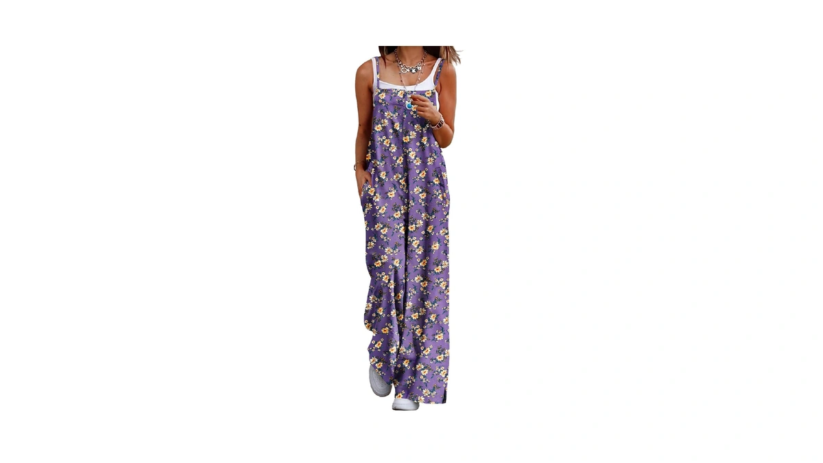 Yesno Women's Summer Boho Cotton Casual Jumpsuits Wide Leg Overalls