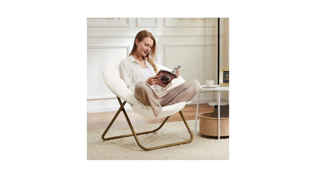 Dumos Comfy Saucer Chair, Faux Fur Lounge Seasting Xl Circle