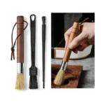 Liedrg Coffee Grinder Cleaning Brush Set, Natural Bristle Walnut Wood
