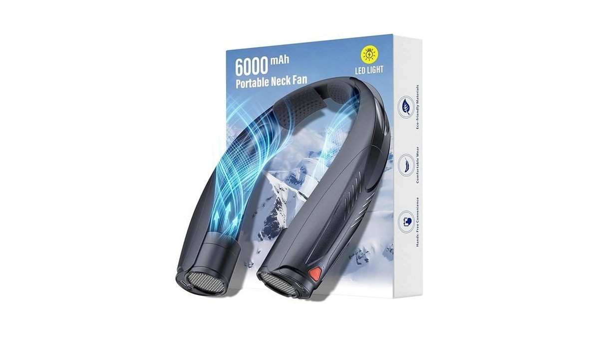 Gentsvip Portable Neck Fan With Reading Light, 6-speed Wearable Fan,