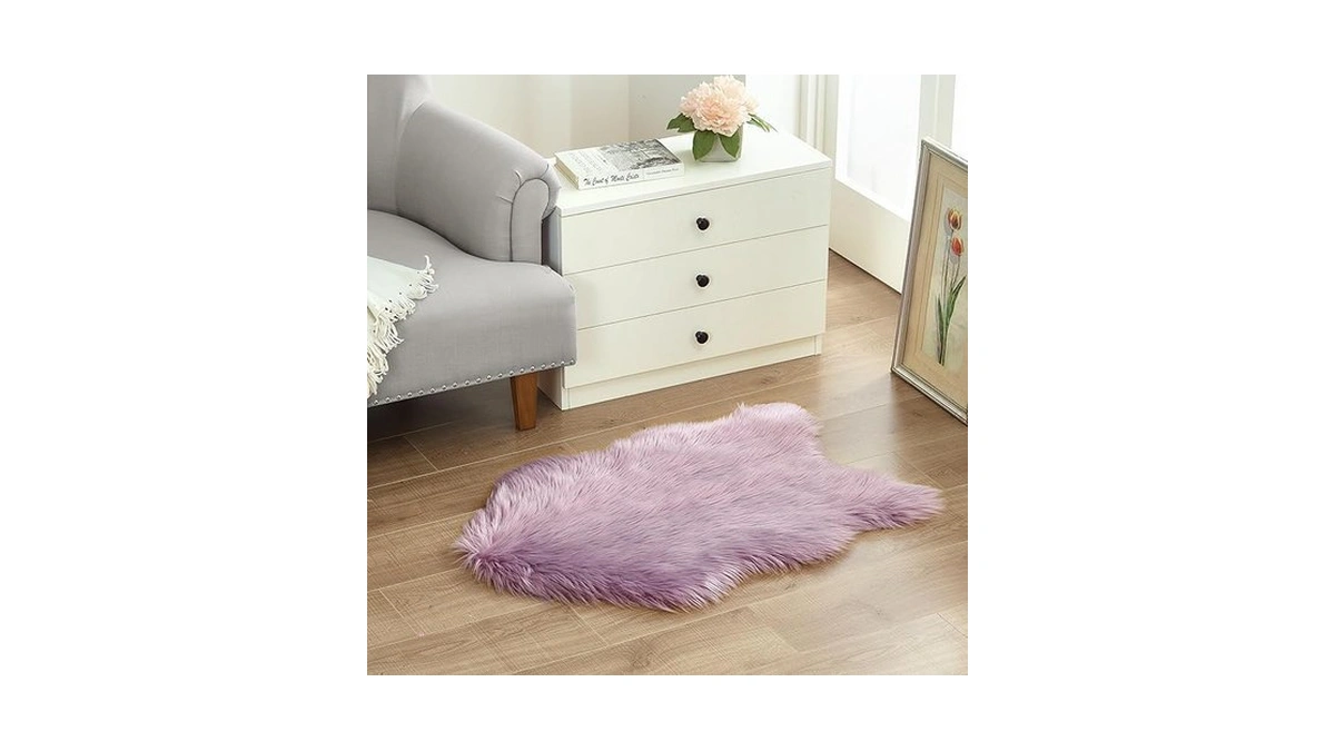 Stratford Park Lilac Bloom Faux Fur Rug, 30" X 46