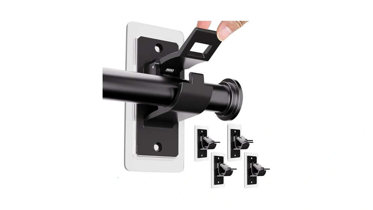 Andgoo 4 Pack Adhesive Curtain Rod Holders No Drilling, Renter