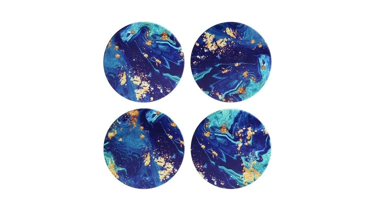Blue Coasters For Drinks Absorbent Stone Coaster Set,ceramic Cup Holder