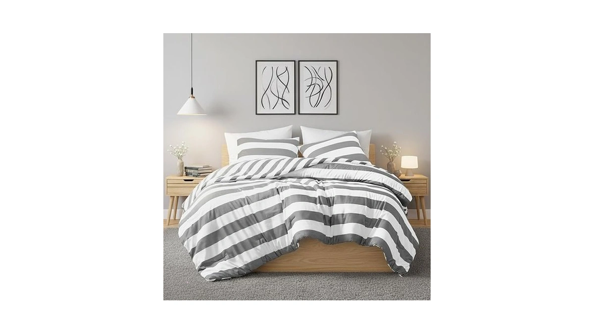 Regency Heights Reversible Striped Queen Comforter Set, Soft Microfiber Bedding