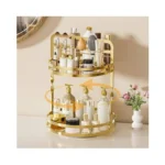 360° Rotating Makeup Organizer, 2-tier Gold Perfume Organizer For Dresser,